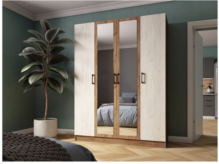 Шкаф Вегас 1600 дуб крафт табачный/дуб крафт белый