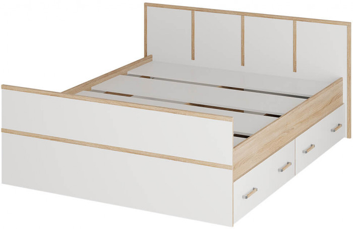 "Сакура" кровать 1,6м ЛИТ (1750х860х2034) дуб сонома/белый