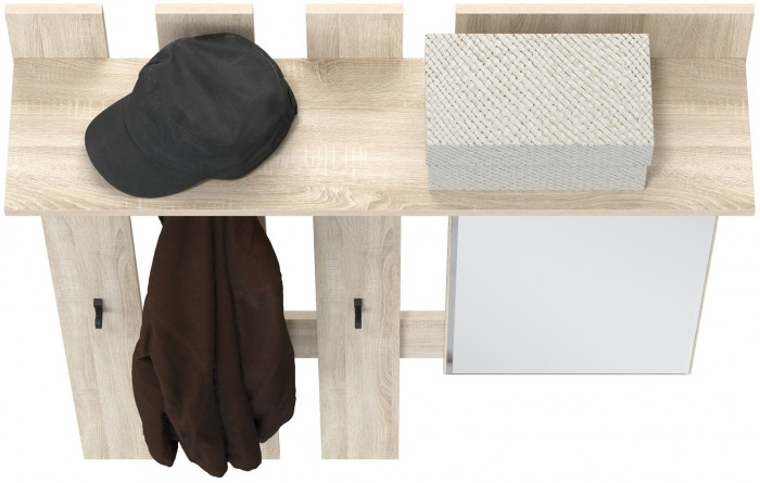 Лира ГК 2-3814дубсон Вешалка с зеркалом, цвет дуб сонома, ШхГхВ 100х28х135 см., универсальная сборка