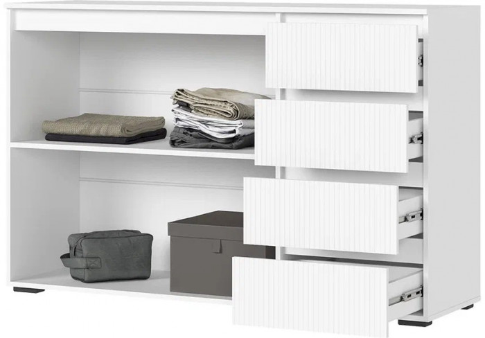 Хелен КМ 06 Комод 4 ящика (1502х958х460) белый супер, белый/белый