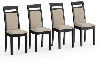 Четыре стула Мебель--24 Гольф-12 разборных, цвет венге, обивка ткань велюр капучино 25, ШхГхВ 40х40х100 см., от пола до верха сид. 47 см.(мягк спинка)