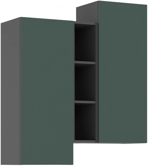 Норд Шкаф подвесной комбинированный, Графит/Изумрудный