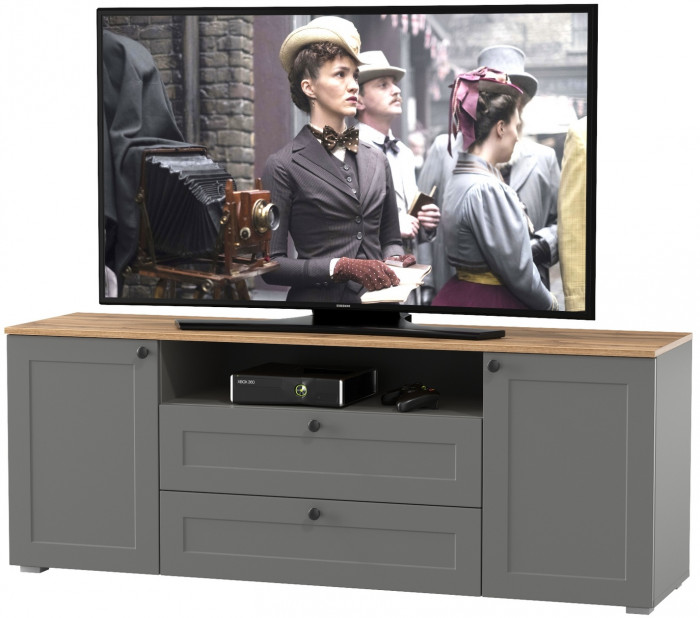 Остин 16.47 Тумба под ТВ, серый графит/дуб крафт золотой