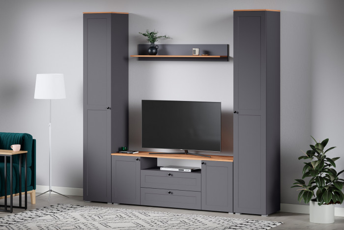 Остин 16.47 Тумба под ТВ, серый графит/дуб крафт золотой