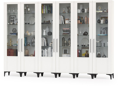 Валенсия Гостиная № 132, ЛДСП белый шагрень/МДФ белый шагрень