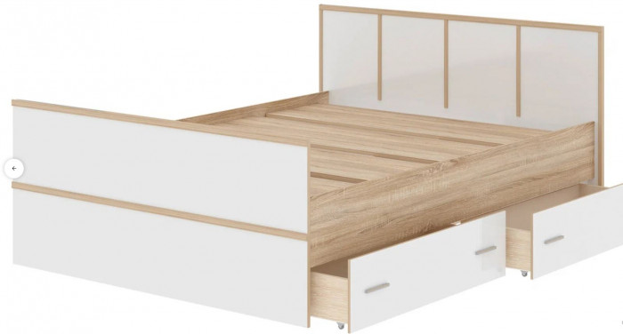 "Сакура" кровать 1,4м LIGHT (1550х860х2034) дуб сонома/белый