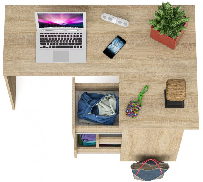 Мори компьютерный стол МС-16 правый, дуб сонома