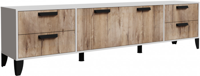 Тумба ТВ Парус-12 с опорами Белый/Дуб Канадский