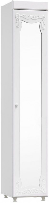 Шкаф-пенал 1дв. (гл.560) с зеркалом Италия ИТ-34 белое дерево