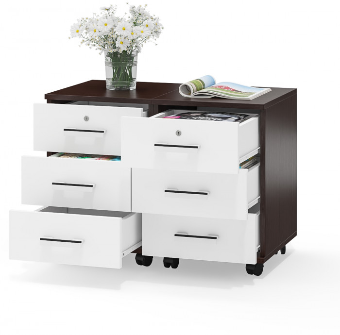 Две тумбы выкатных С-МД-3-02, венге/белый шагрень