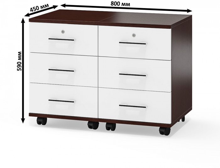 Две тумбы выкатных С-МД-3-02, венге/белый шагрень