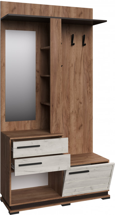 Модена Прихожая, композиция 2, Дуб белый, Венге/Дуб крафт табачный