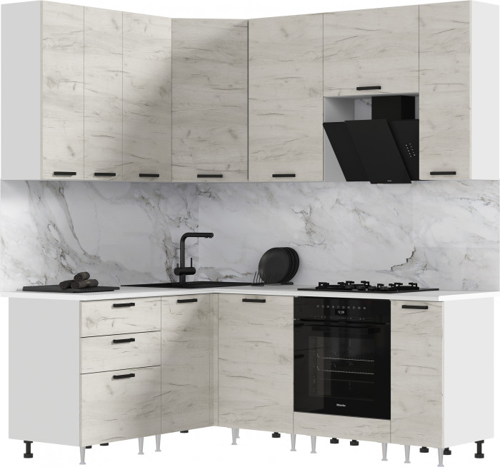 Кухня Рио NEW ЛДСП 1,6х2,0/900м (490), Компановка №2, Белый/Крафт белый