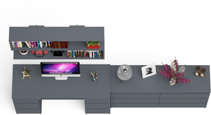 Мори компьютерный стол МС-2 + Комод МК1380.6 + Полка 1200, графит