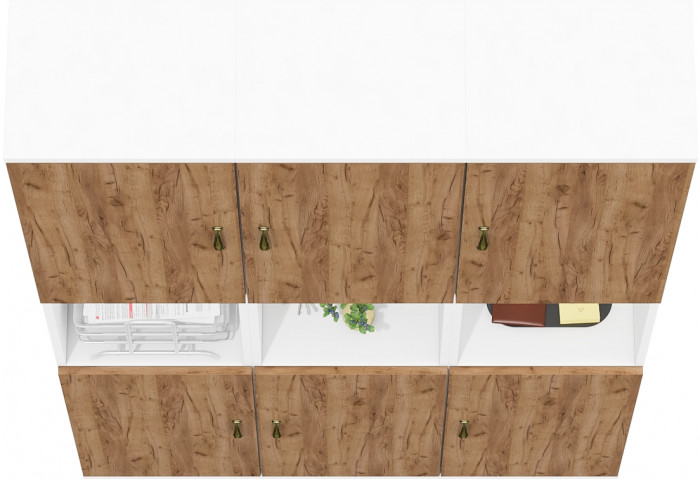 Лидер-8 Пенал 3 шт., цвет белый шагрень/крафт золото, ШхГхВ 120х30х190 см., универсальная сборка