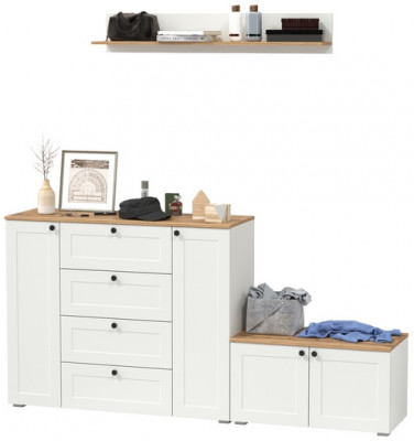 Остин Прихожая 67, белый шагрень/дуб крафт золотой