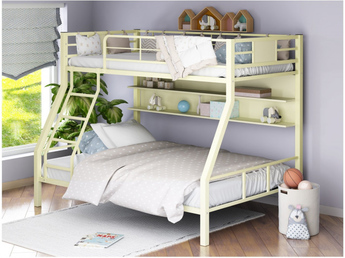 Двухъярусная кровать Гранада-1П (Слоновая кость, Дуб молочный)