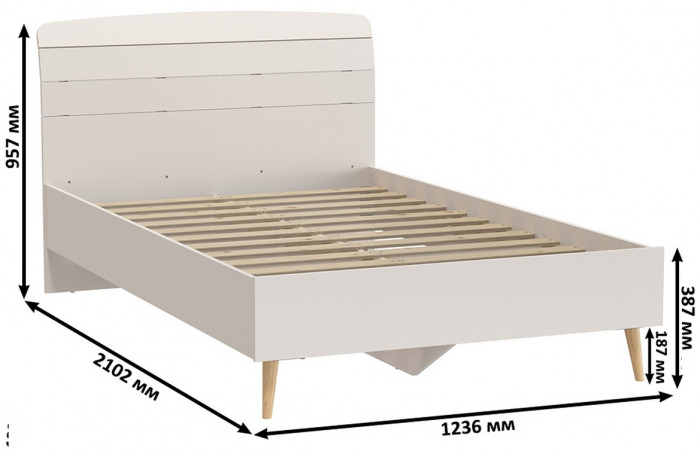 Афина Спальня 28-1200, цвет кашемир серый, сп.м. 1200х2000 мм., б/м, основание есть - фанера