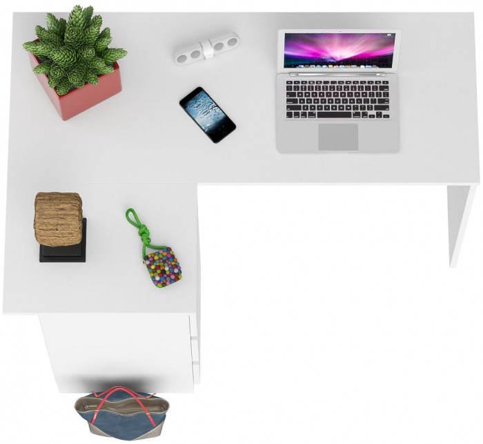 Мори Стол компьютерный МС-16 левый, цвет белый, ШхГхВ 124,4х84,9х76,6 см., выдвижные ящики слева, НЕ универсальная сборка