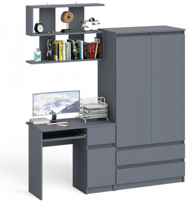 Мори компьютерный стол МС-1 правый + Шкаф МШ900.1 + Полка 900, графит