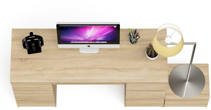 Мори компьютерный стол МС-2 + Тумба ТМП400.1, дуб сонома