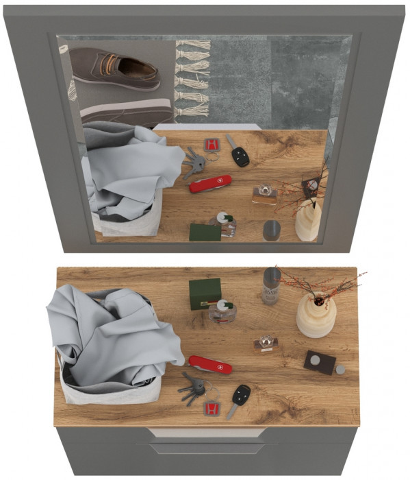 Октава Прихожая 38, серый графит/дуб крафт золотой/фасады МДФ серый графит