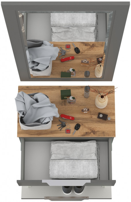 Октава Прихожая 38, серый графит/дуб крафт золотой/фасады МДФ серый графит