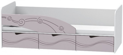 Детская кровать Бриз-3 80х190, волна (Ирис/Белый/Левый)