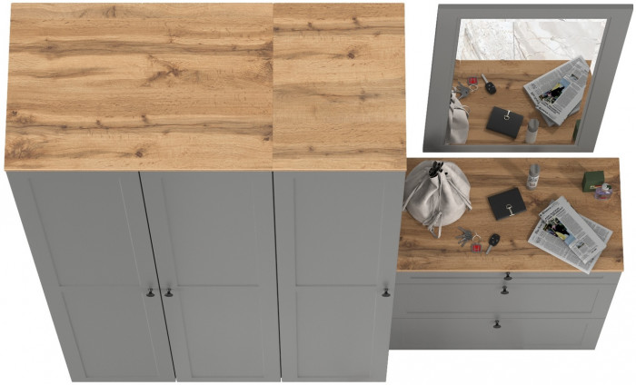 Остин Прихожая 40, цвет серый графит/дуб крафт золотой, ШхГхВ 200х54,3х229,6 см., универсальная сборка