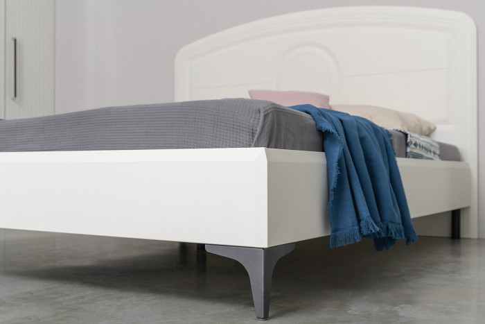 Валенсия Спальня 11.36.01 Кровать + ортопед + две 13.291 Тумбы, ЛДСП белый шагрень/МДФ белый шагрень