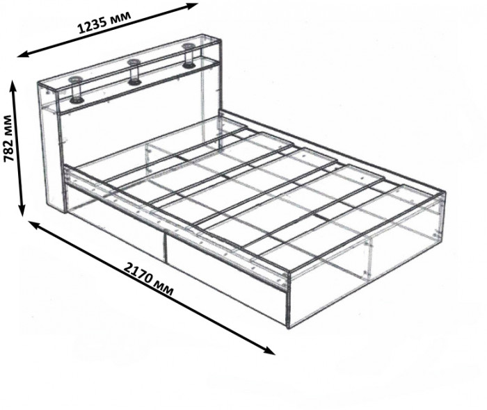 Камелия Кровать 1200, цвет дуб сонома, ШхГхВ 123,5х217х78,2 см., сп.м. 1200х2000 мм., без матраса, основание есть