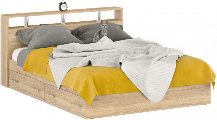 Камелия Кровать с ящиками 1600, дуб сонома