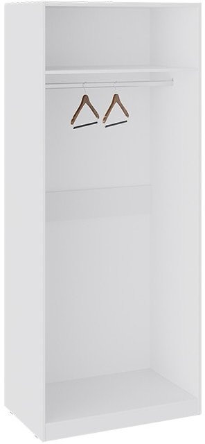 Глосс СМ-308.07.213 Шкаф для одежды с 1 зеркальной и 1 дверью со стеклом (Белый глянец/Стекло)