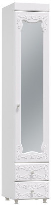 Шкаф-пенал 1дв. (гл.560) с зеркалом и ящиками Италия ИТ-37 белое дерево