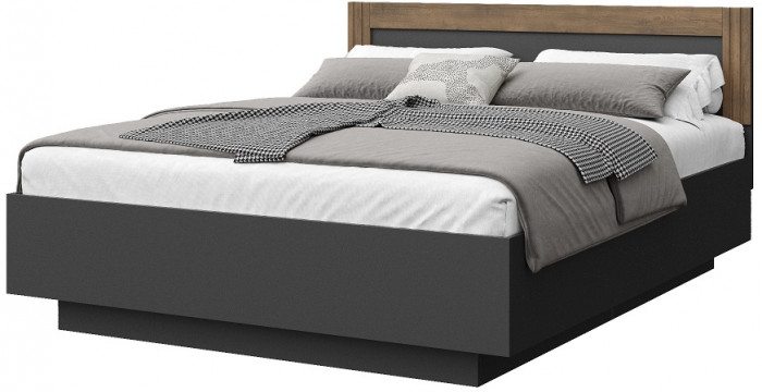 Кровать 140х200 с щитовым основанием "Каен" - Дуб стирлинг/Антрацит