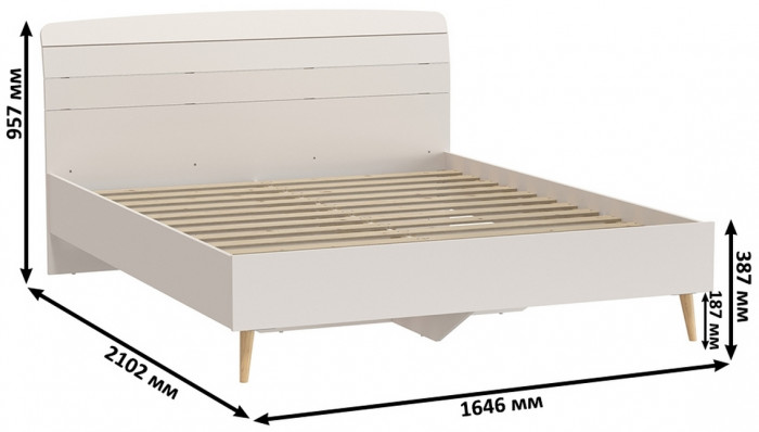 Афина Спальня 28-1600, цвет кашемир серый, сп.м. 1600х2000 мм., б/м, основание есть - фанера