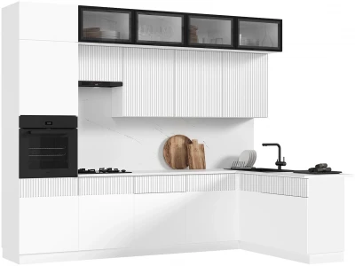 Кухня Оливия NEW 3,0х1,8м Белый снег софт