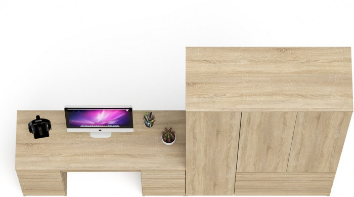 Мори Стол компьютерный МС-2 + Шкаф МШ1200.1, цвет дуб сонома, ШхГхВ 255,8х50,4х209,6 см., универсальная сборка