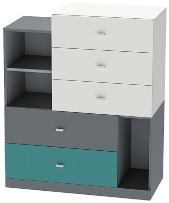 Клео К-1 Комод (Графит/Миндаль/Океан)