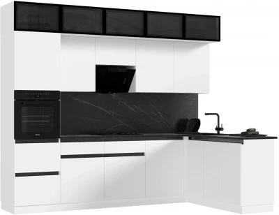 Кухня Техно-6 3,0х1,8м Белый/Браш Вайт