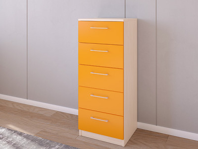 Комод 02/23 45х40х110 Дуб молочный/Оранжевый