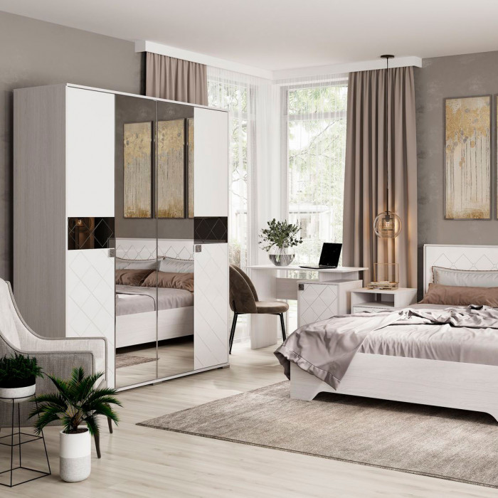 Шкаф Сальма ШК 024 (1626х2060х525) анкор/белый глянец