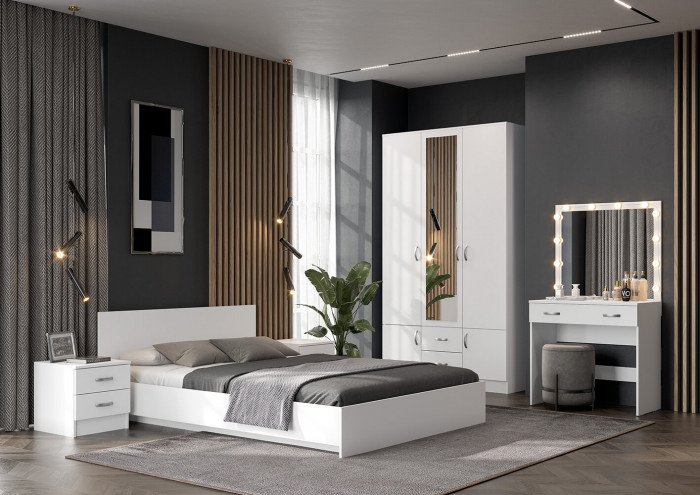 Кровать 140х200 с основанием ЛДСП Ронда КР-140, белый