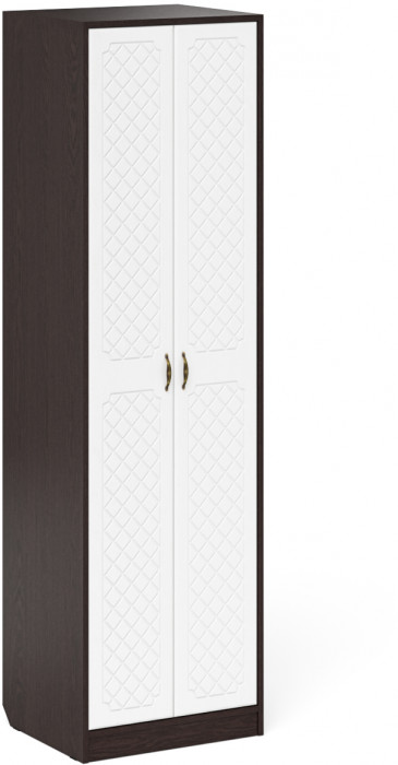 Прихожая П-6 Шкаф + Пенал, цвет венге/фасады МДФ белое дерево фрезеровка ромб, ШхГхВ 90х50х210 см., универсальная сборка