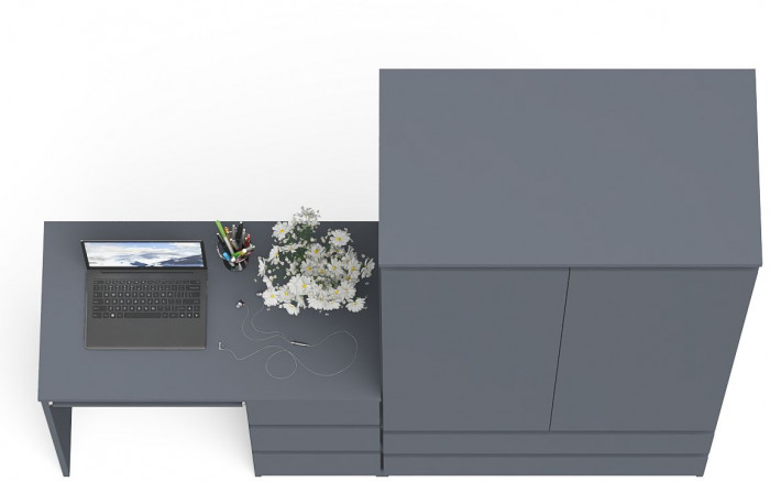Мори компьютерный стол МС-6 правый + Шкаф МШ900.1, графит