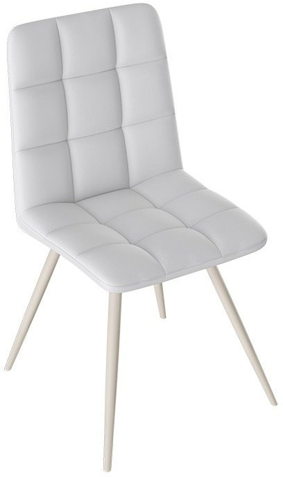 Бруно Стул (конус Т3) (Белый муар/Кожзам Бежевый)