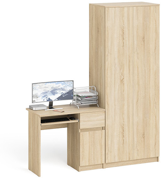 Мори компьютерный стол МС-1 правый + Шкаф МШ800.1, дуб сонома