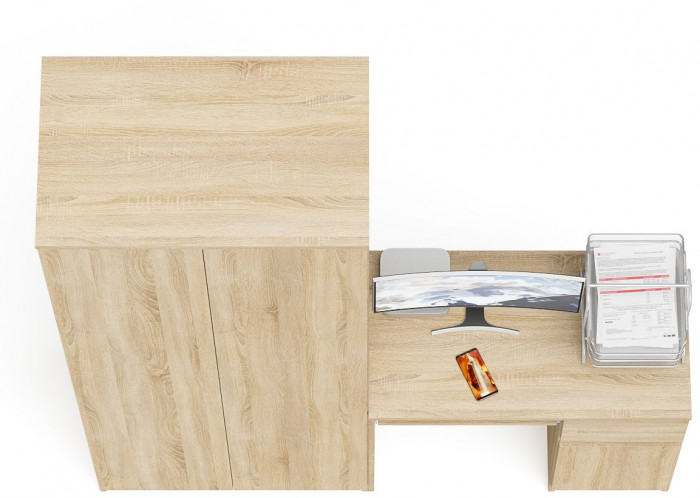 Мори компьютерный стол МС-1 правый + Шкаф МШ800.1, дуб сонома