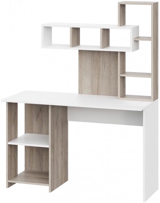 стол компьютерный Олимп дуб крафт серый/белый