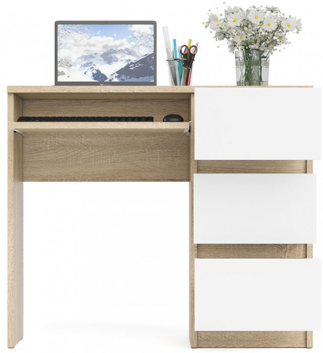 Мори компьютерный стол МС-6 правый, дуб сонома/белый